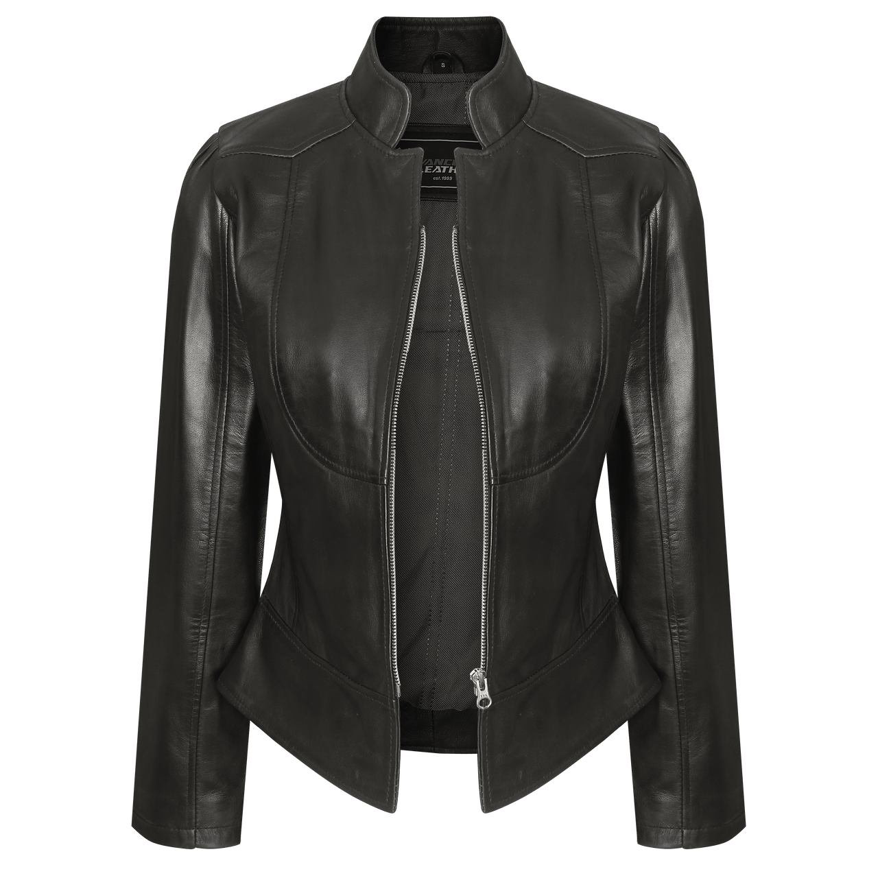 Vance-Leathers-VL650B-Ladies-Premium-Soft-Lightweight-Black-Fitted-Motorcycle-Leather-Jacket-Front-View