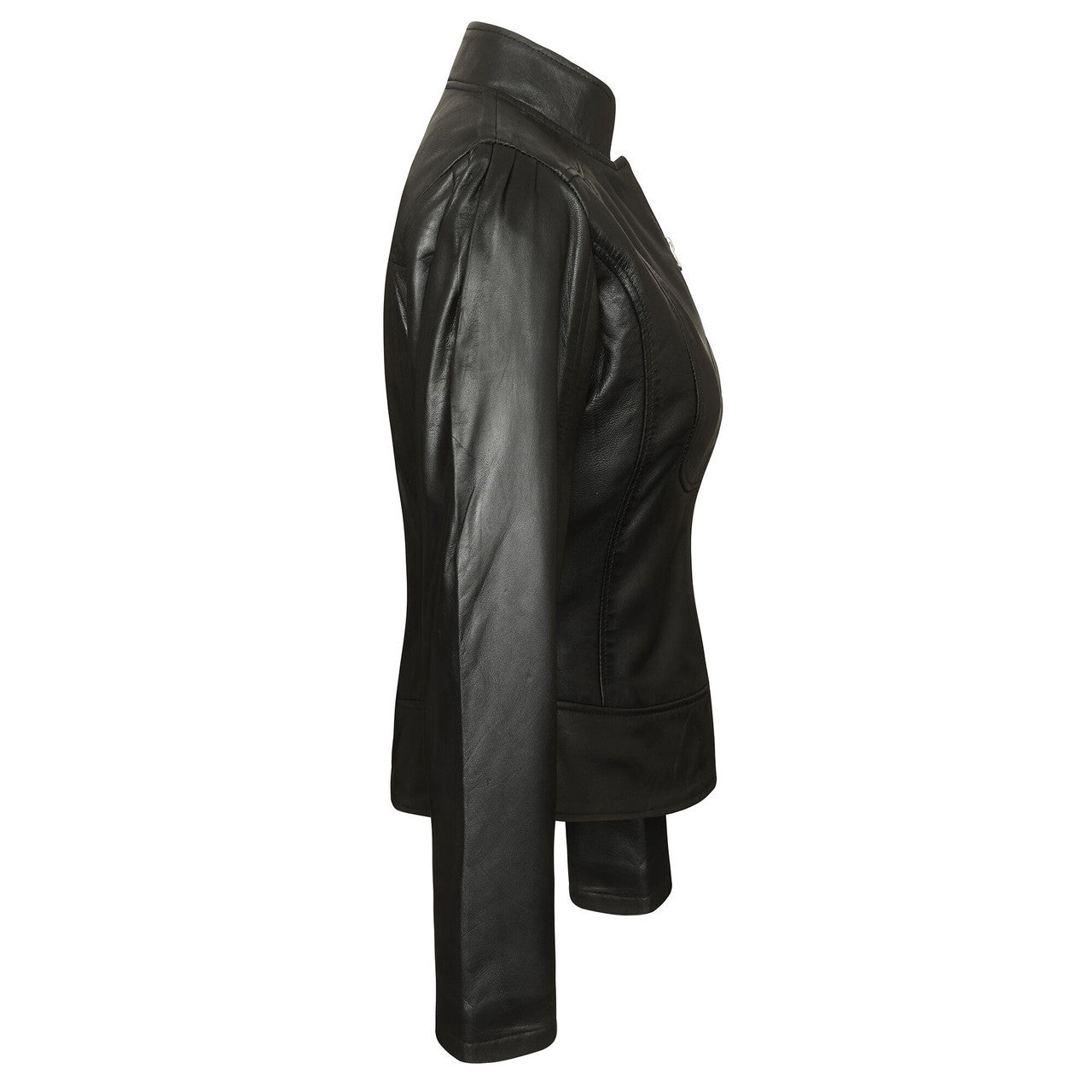 Vance-Leathers-VL650B-Ladies-Premium-Soft-Lightweight-Black-Fitted-Motorcycle-Leather-Jacket-Side-View