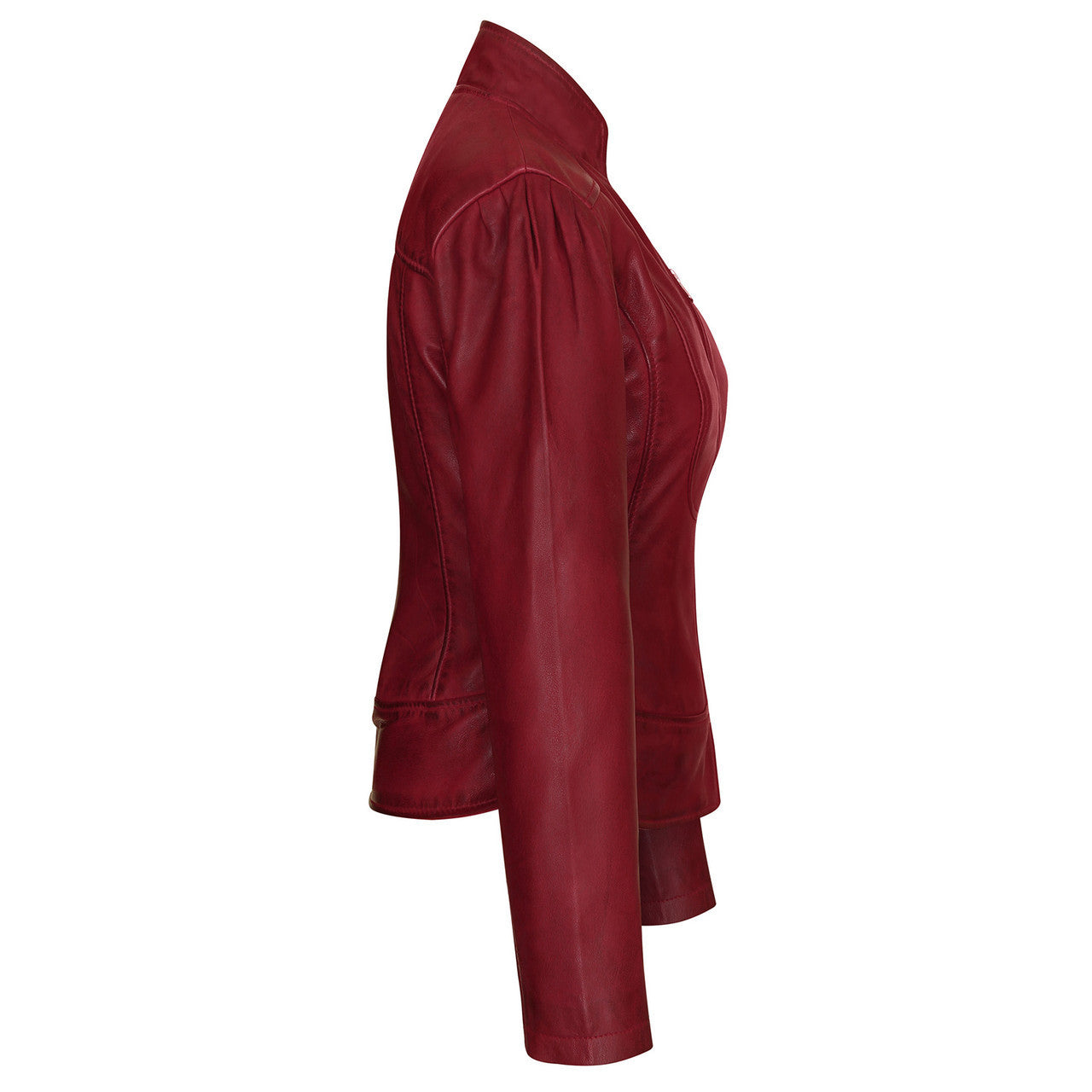 Vance-Leathers-VL650BU-Ladies-Premium-Soft-Lightweight-Burgundy-Fitted-Motorcycle-Leather-Jacket-Side-View