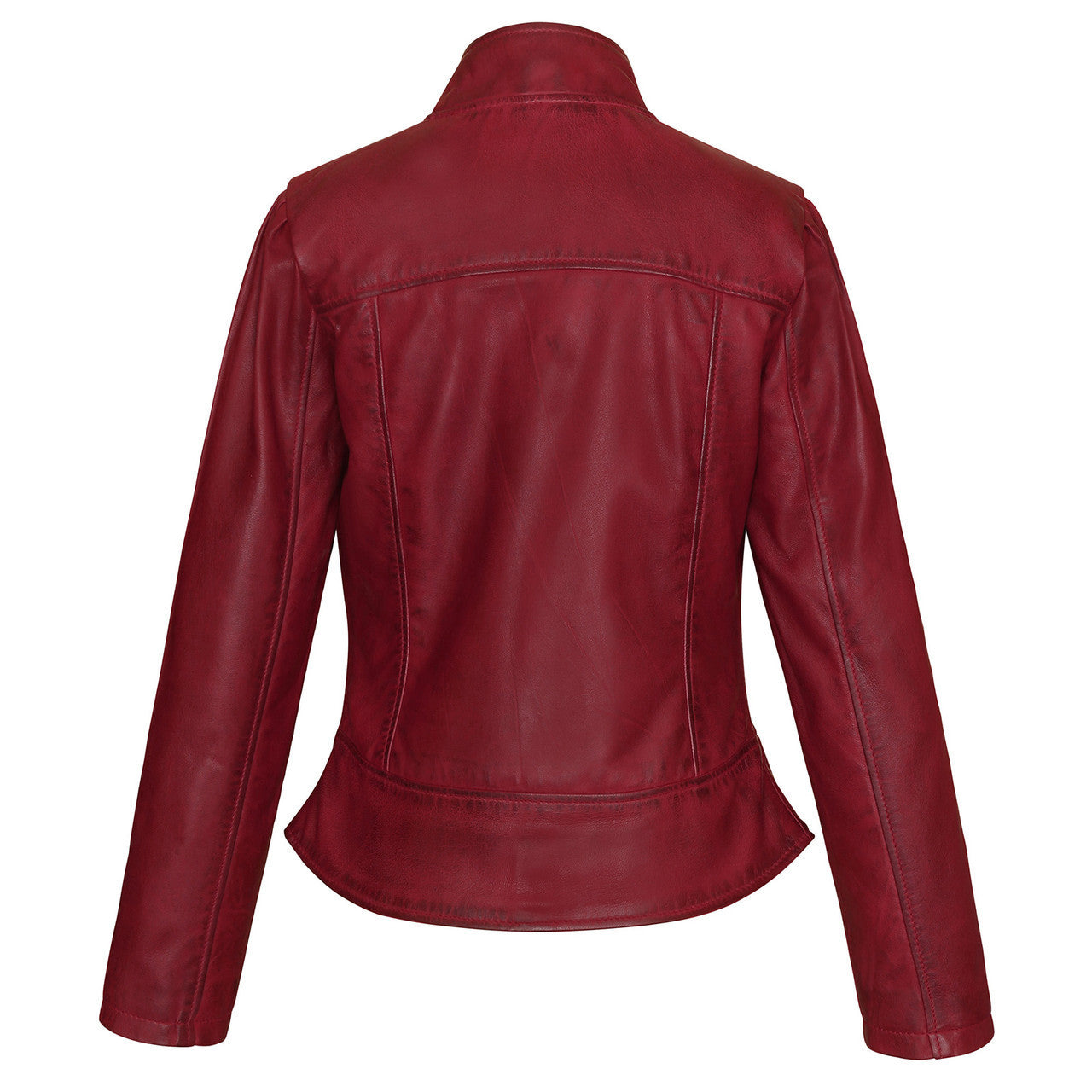 Vance-Leathers-VL650BU-Ladies-Premium-Soft-Lightweight-Burgundy-Fitted-Motorcycle-Leather-Jacket-Rear-View