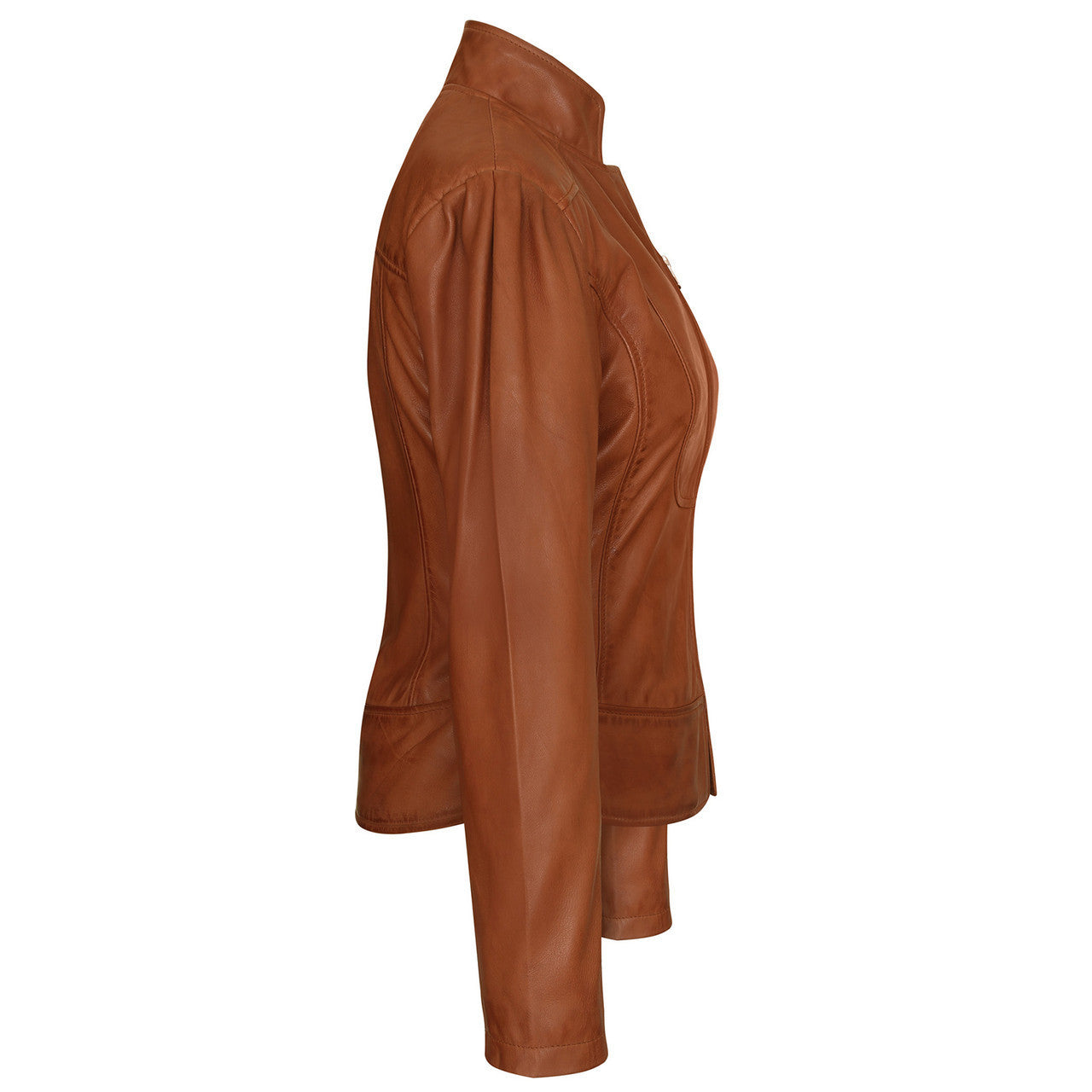 Vance-Leathers-VL650Br-Ladies-Premium-Soft-Lightweight-Brown-Fitted-Motorcycle-Leather-Jacket-Side-View