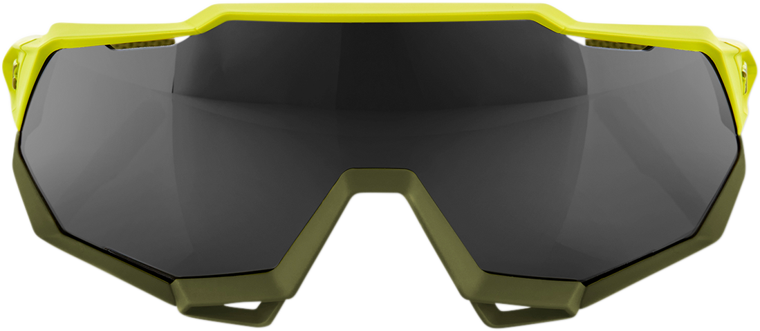 100%-Speedtrap-Performance-Motorcycle-Riding-Sunglasses-Yellow-Black Mirror-Front-View