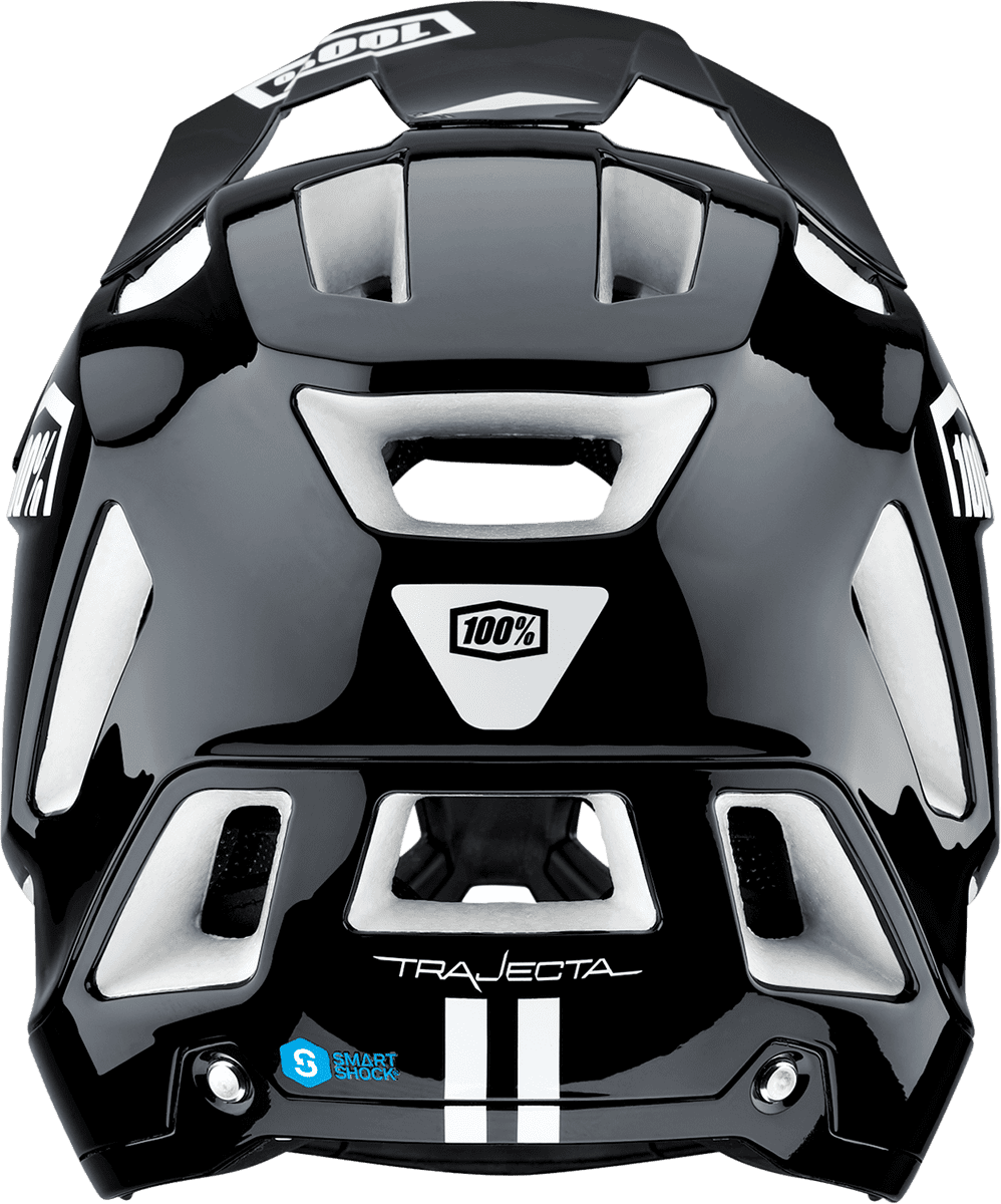 100%-Trajecta-Fidlock-Mountain-Bike-Helmet-Black/White-back-View