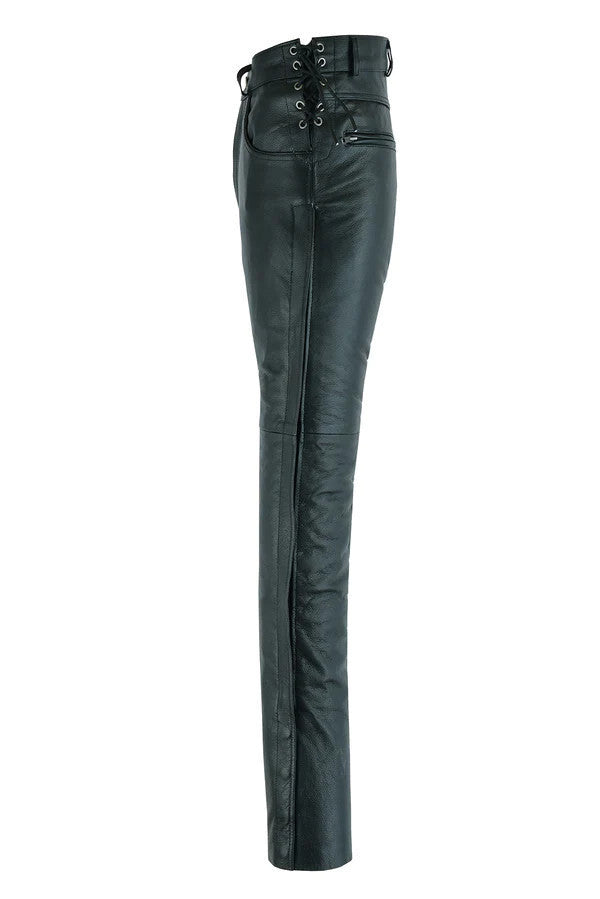 Mens-Black-Premium-Cowhide-Biker-Motorcycle-Leather-Overpants-Side-View