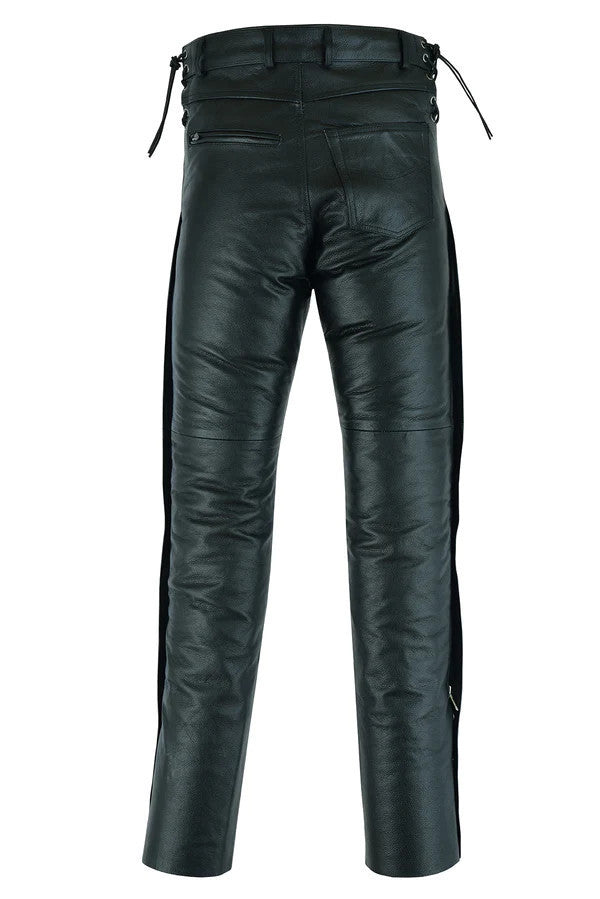 Mens-Black-Premium-Cowhide-Biker-Motorcycle-Leather-Overpants-Back-View