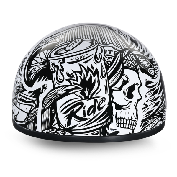 Daytona-Skull-Cap-Live-Fast-Motorcycle-Helmet-front-view