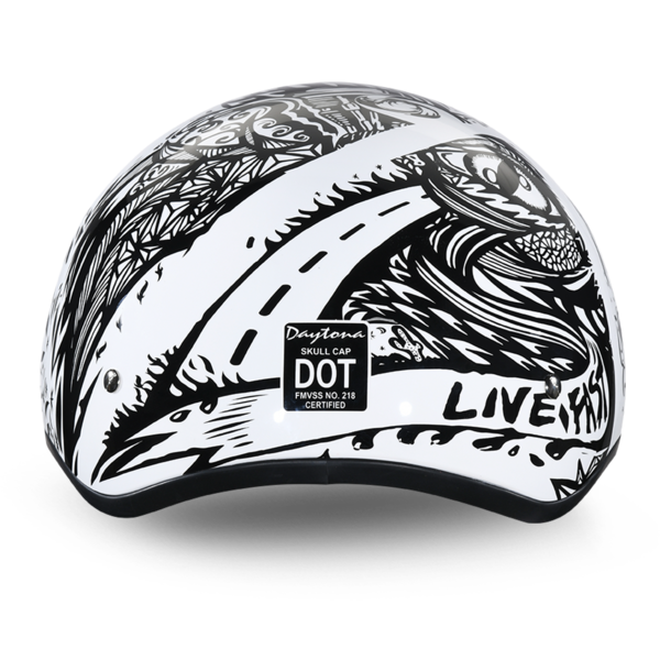 Daytona-Skull-Cap-Live-Fast-Motorcycle-Helmet-rear-view