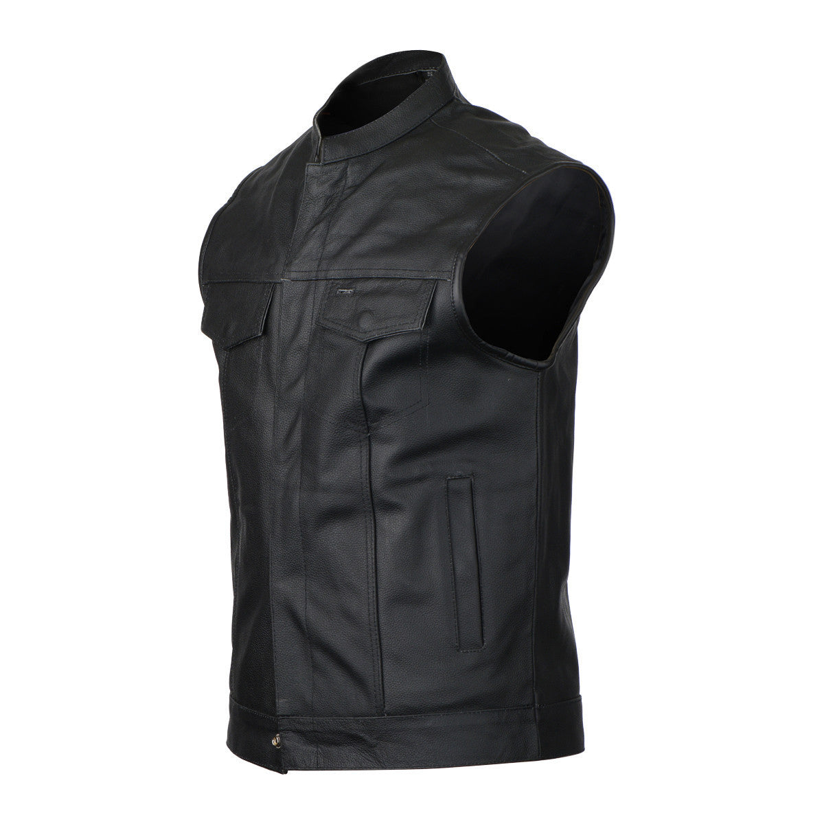 Zipper and Snap Closure Concealed Carry SOA Style Leather Vest