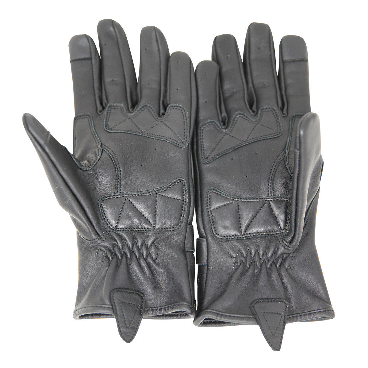 Vance-VL416-Womens-Premium-Waxed-Leather-Motorcycle-Gloves-White-stitching-palm-view