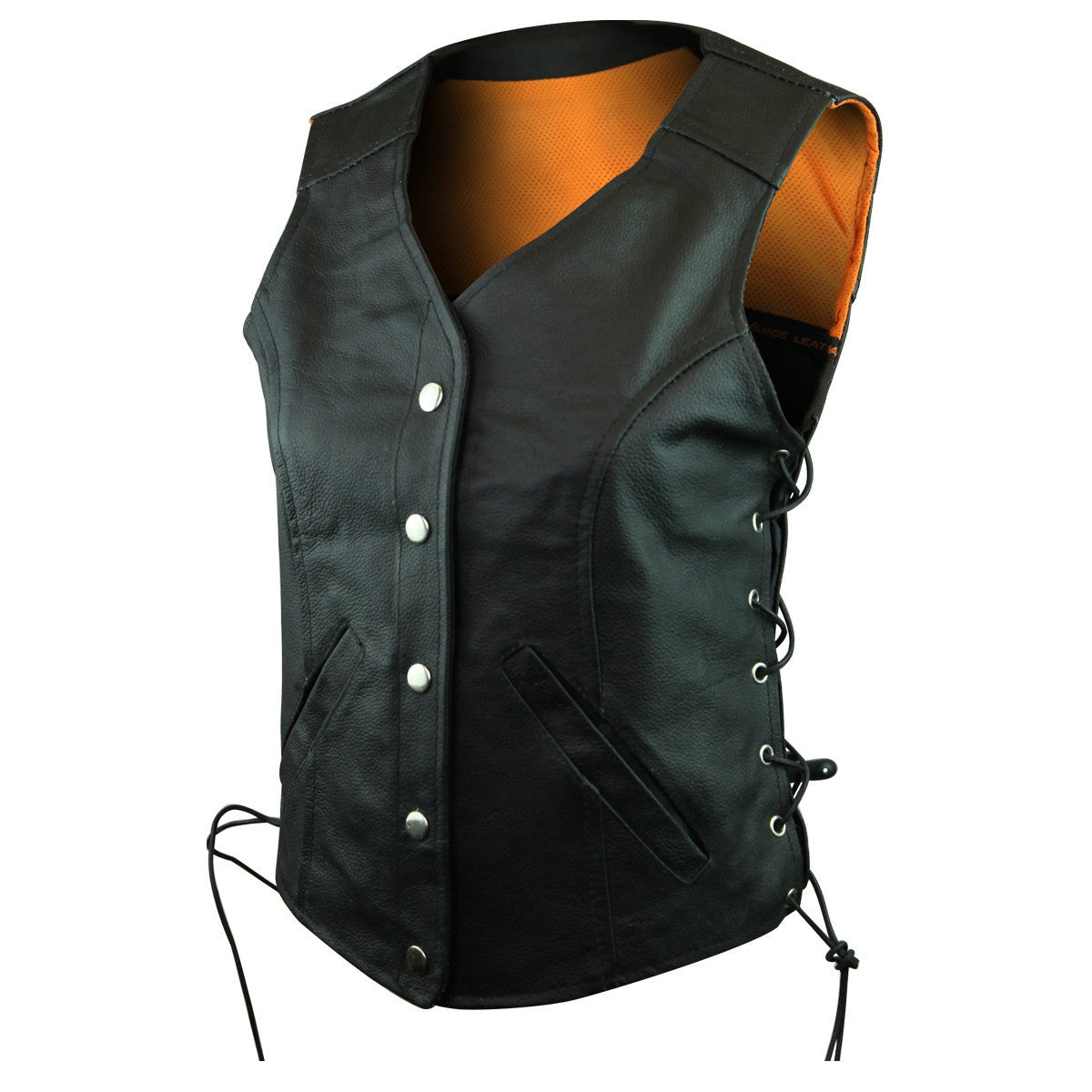 Jafrum-WomensFive-Snap-Side-Laced-Leather-Vest