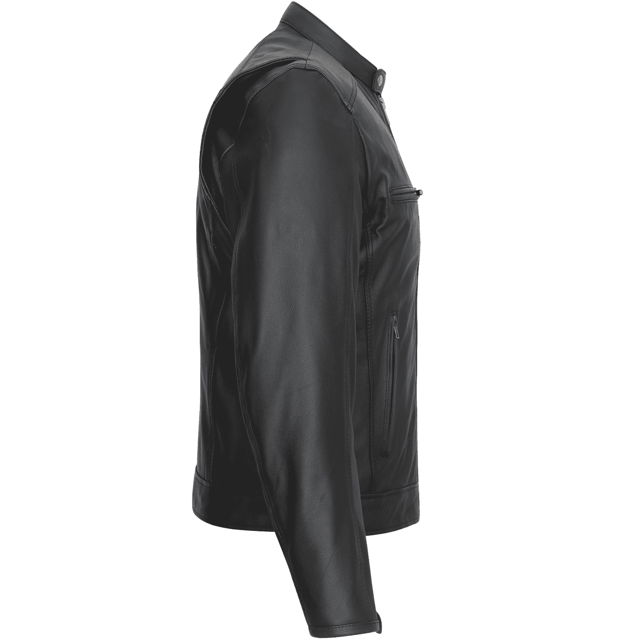 High Mileage HMM543 Premium Mens Black Leather Biker Scooter Jacket - Side View