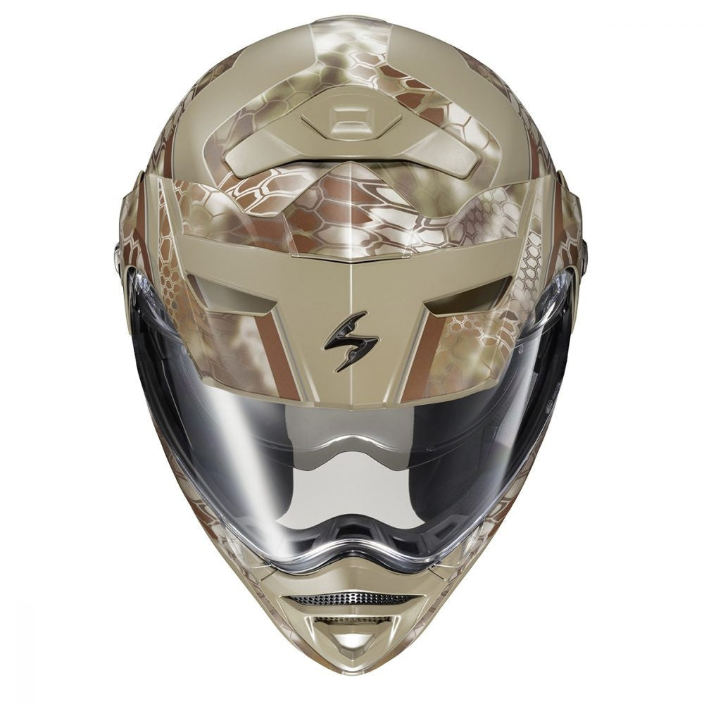 Scorpion-EXO-AT960-Kryptek-Modular-Motorcycle-Helmet-Sand-Front-Top-View