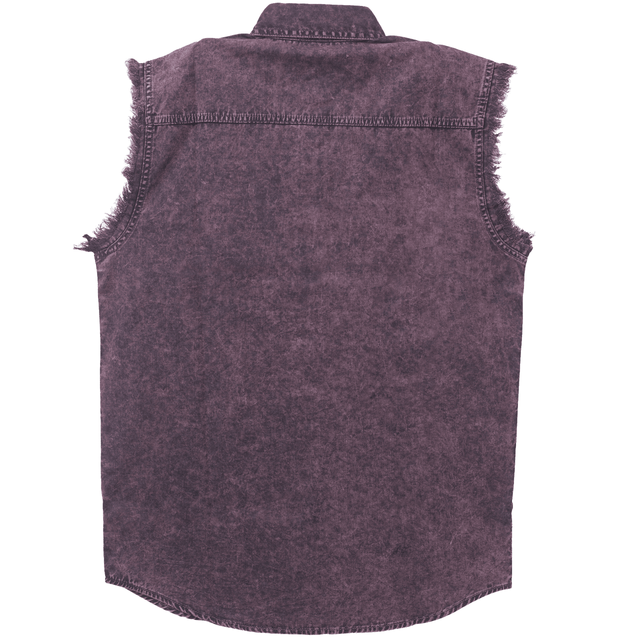 Vance VB733 - Men's Biker Motorcycle Burgundy Acid Wash Cut Off Sleeveless Shirt - back