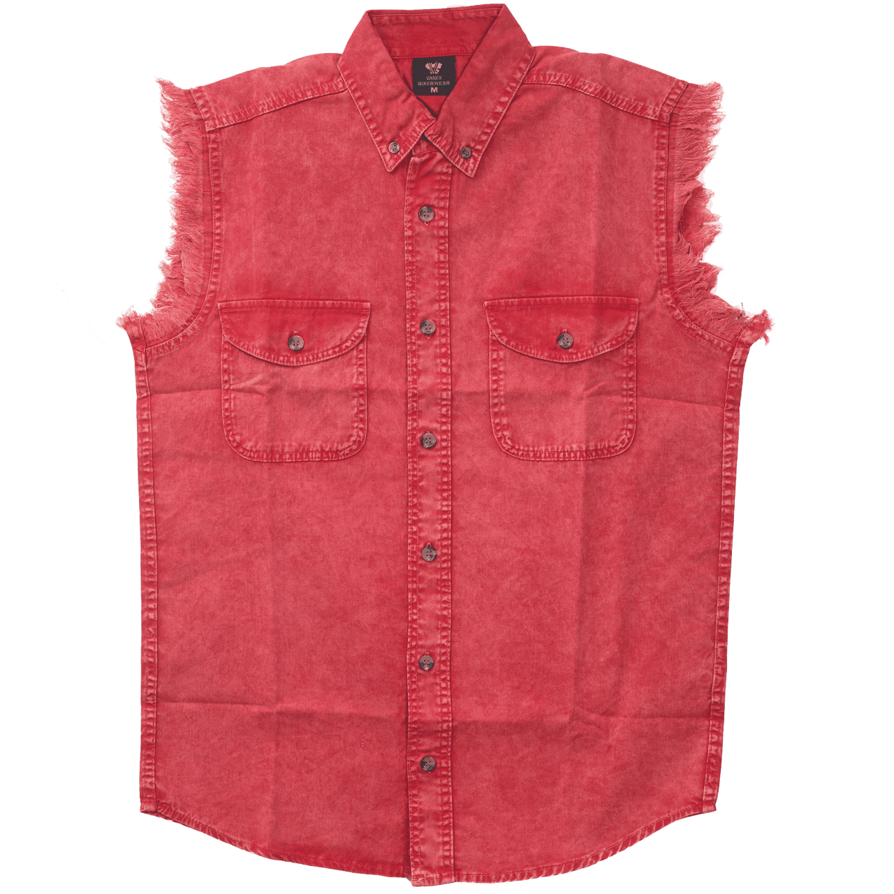 Vance-VB734-Mens-Biker-Motorcycle-Red-Acid-Wash-Cut-Off-Sleeveless-Shirt-main