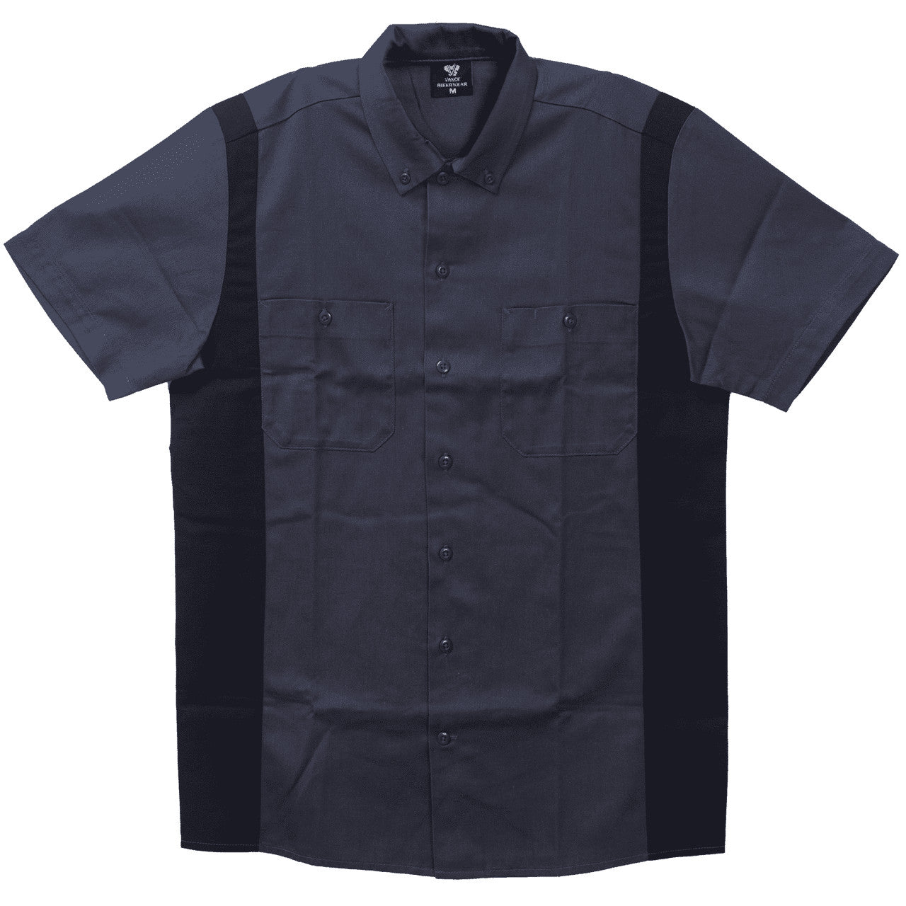 Vance Men's Button Front Garage Mechanics Shirt - Grey/Black