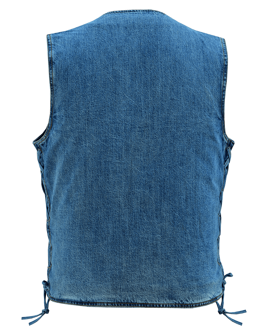 Vance-VB939BL-Mens-Blue-V-Neck-Denim-Vest-for-Motorcycle-Riders-back-view