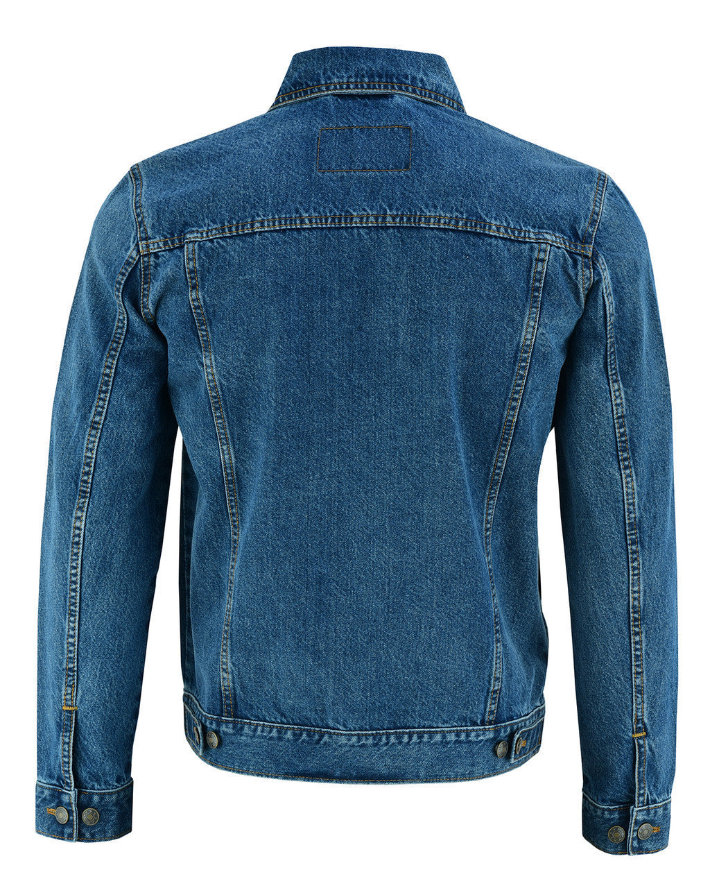 Vance-VB510BL-Mens-Blue-Heavy-Duty-Denim-Button-Front-Motorcycle-Jacket-back-view