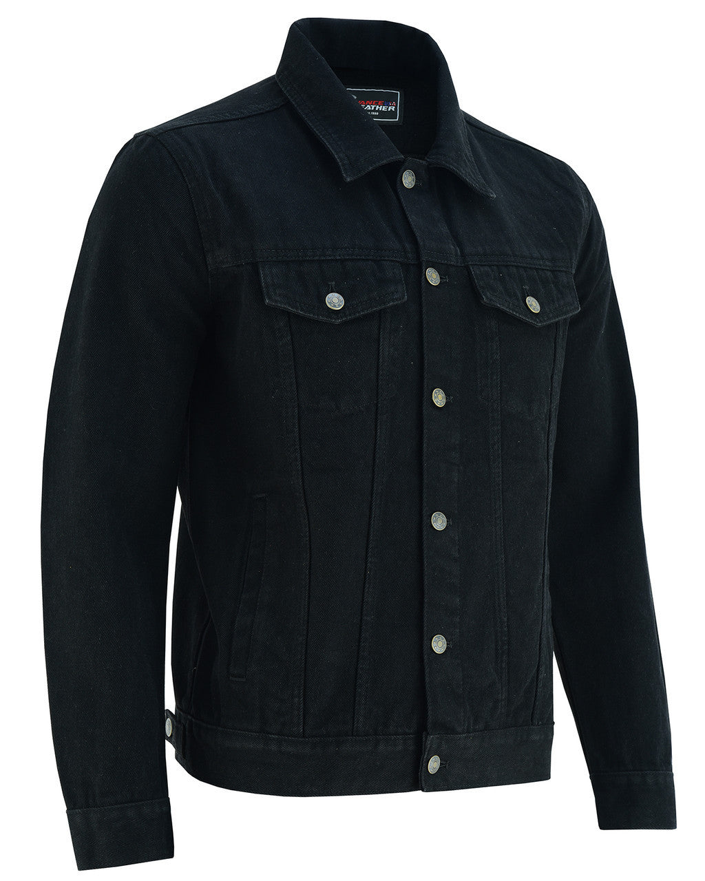 Vance-VB510BK-Mens-Black-Heavy-Duty-Denim-Button-Front-Motorcycle-Jacket-main