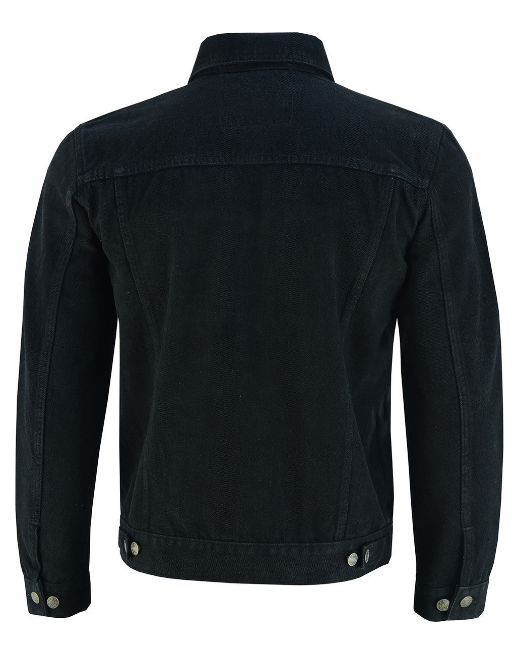 Vance-VB510BK-Mens-Black-Heavy-Duty-Denim-Button-Front-Motorcycle-Jacket-back-view