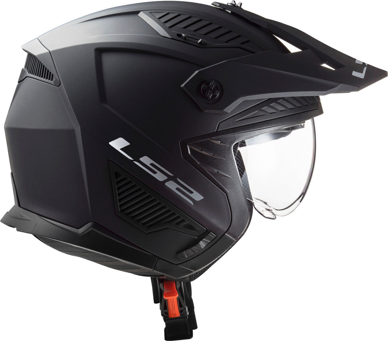 LS2-Drifter-Solid-Open-Face-Motorcycle-Helmet-Sunshield-Matte-Black-side-view