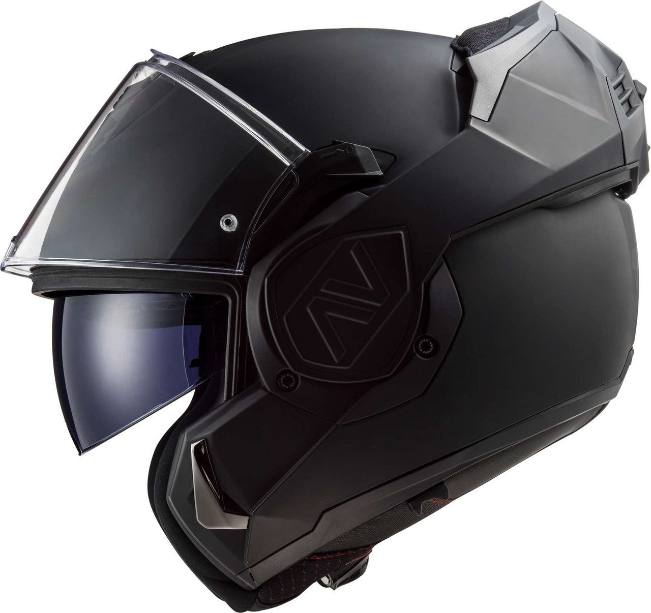 LS2-Advant-Noir-Matte-Black-Modular-Motorcycle-Helmet-With-Sunshield-visorup-view