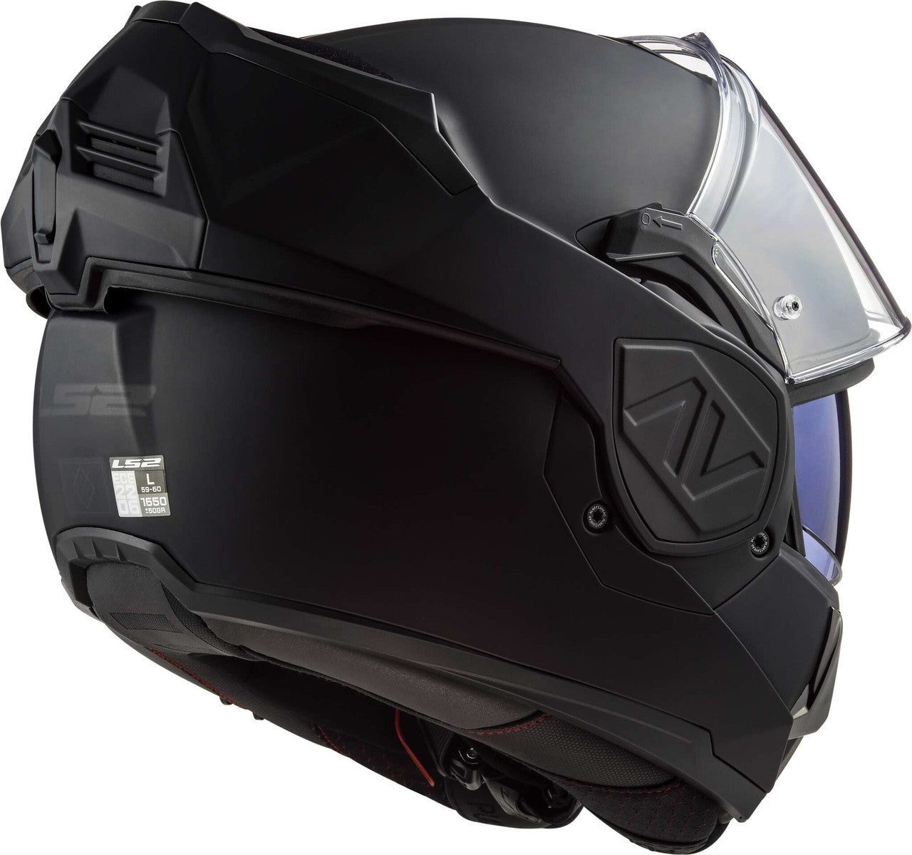 LS2-Advant-Noir-Matte-Black-Modular-Motorcycle-Helmet-With-Sunshield-rear-view