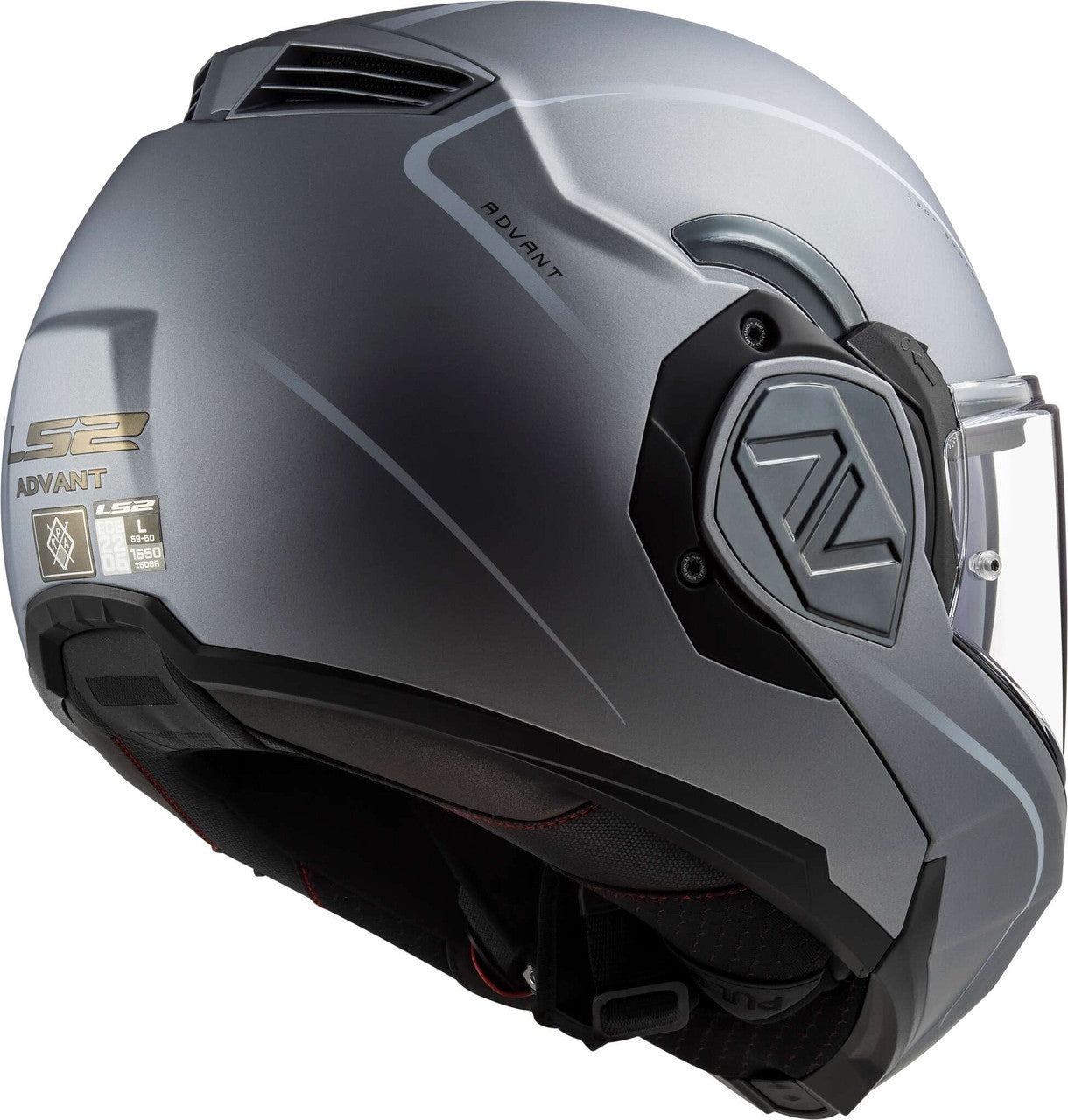 LS2-Advant-Special-Matte-Silver-Modular-Motorcycle-Helmet-With-Sunshield-rear-view