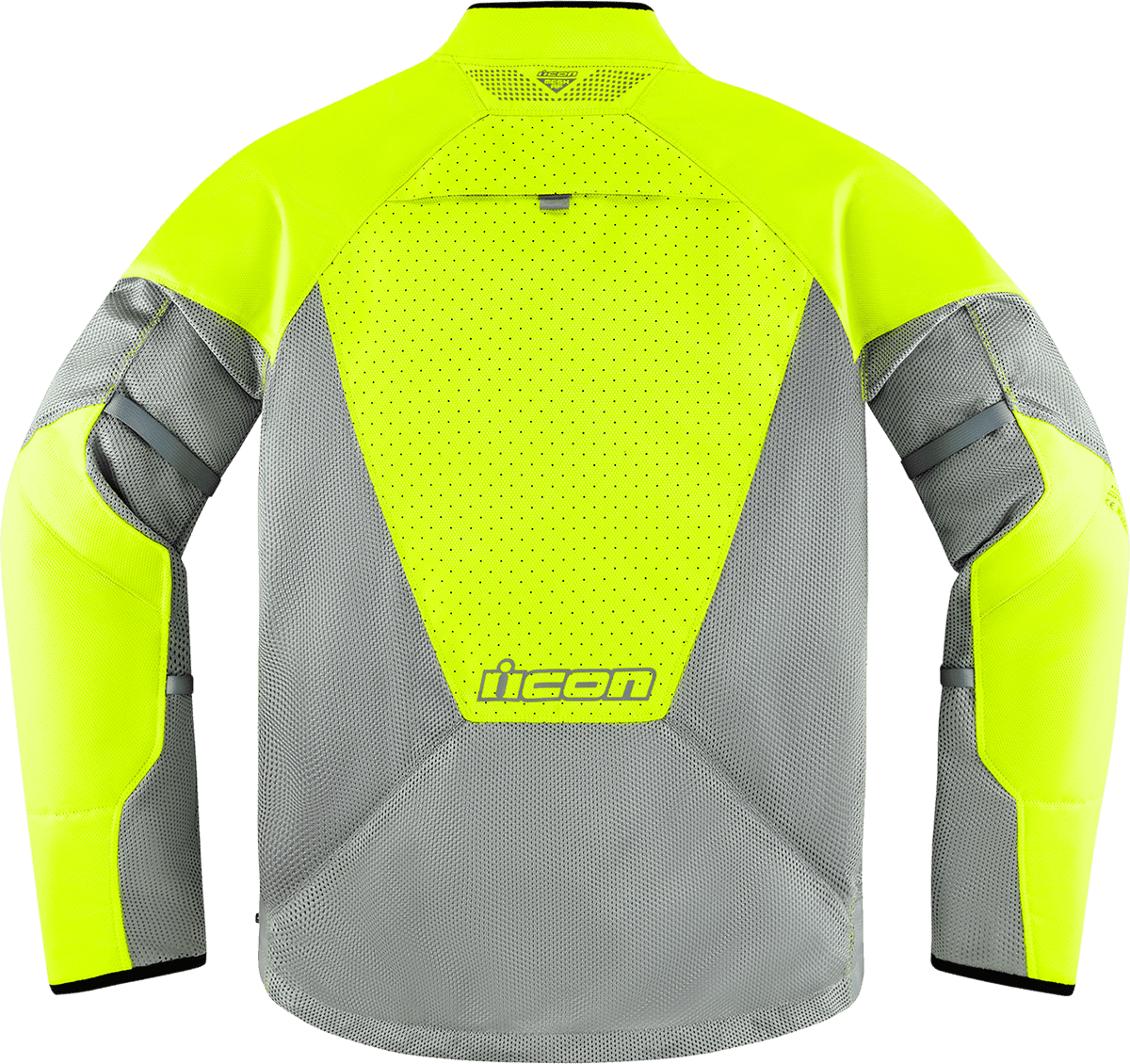 Icon-Mens-Mesh-AF-Motorcycle-Jacket-Grey/Hi-viz-back-view