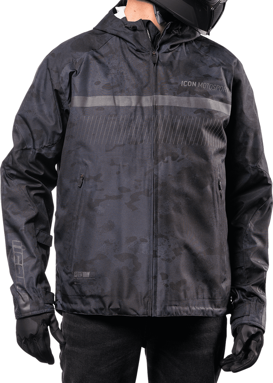 Icon-PDX3-Mens-Motorcycle-Jacket-dark-camo-front-fit-detail-view