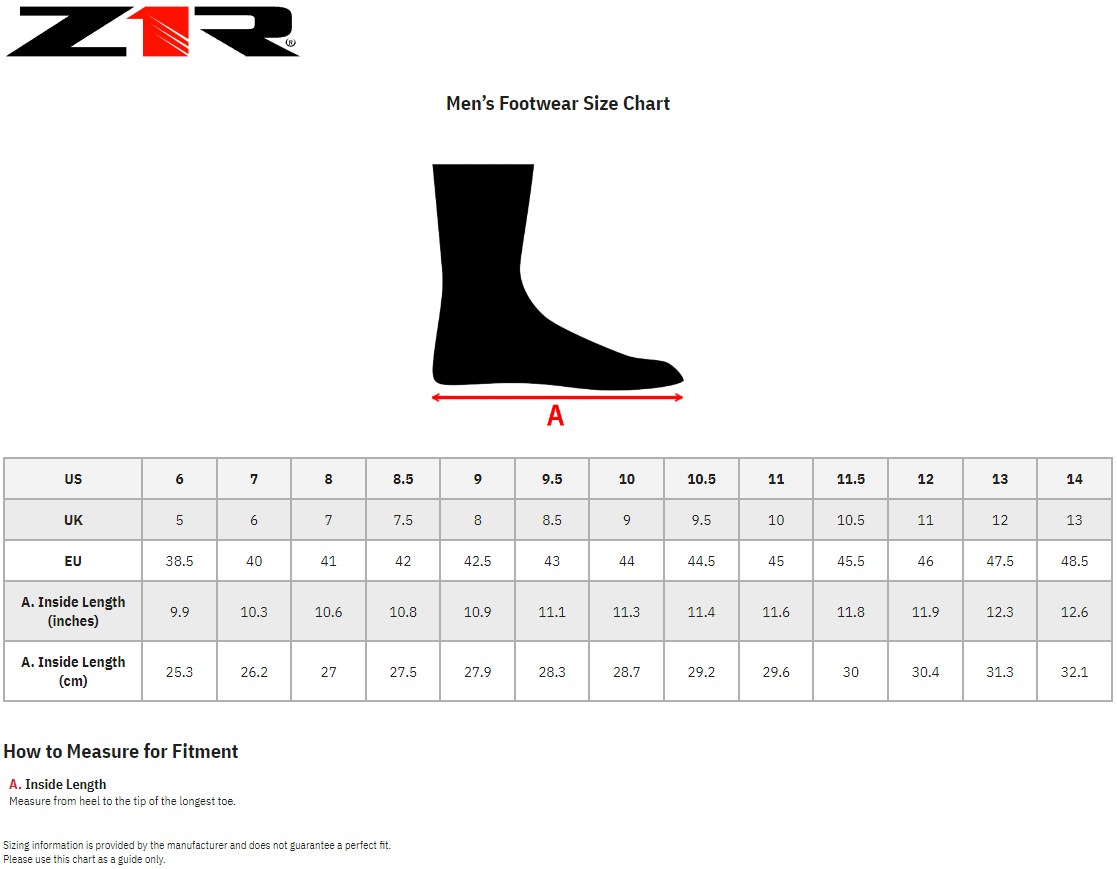 Z1R-Haggard-Motorcycle-Riding-Boots-size-chart