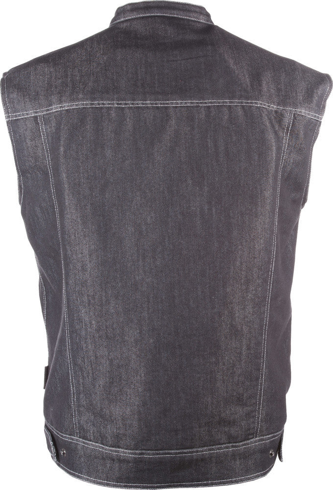 Highway 21 Iron Sights Club Collar Denim Vest - Black - Back