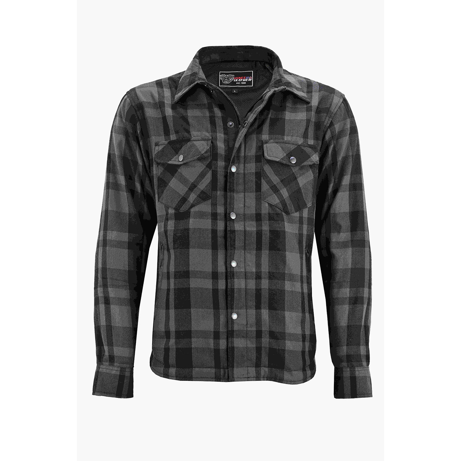 Men’s Armored Motorcycle Flannel Shirt, Armor Reinforced with Kevlar by DuPont