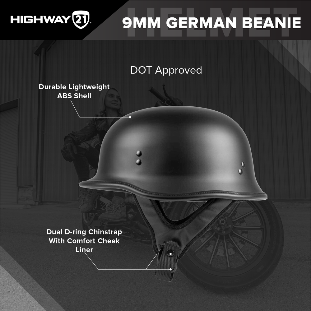 Highway 21 9MM German Beanie Helmet - Info graphics