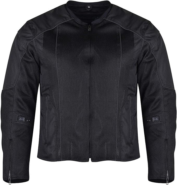 Vance-VL1627B-Mens-Black-Advanced-3-Season-Mesh-Textile-CE-Armor-Motorcycle-Jacket-front-view