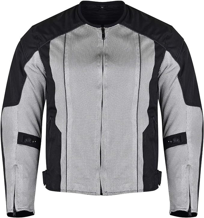 Advanced Vance VL1627 3-Season Mesh/Textile CE Armor Motorcycle Jacket - sliver/back - Front view