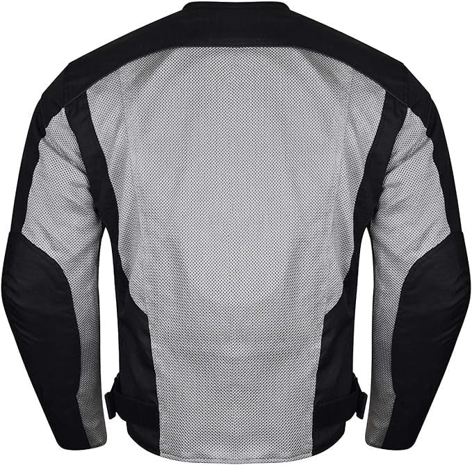 Advanced Vance VL1627 3-Season Mesh/Textile CE Armor Motorcycle Jacket - sliver/back - back view