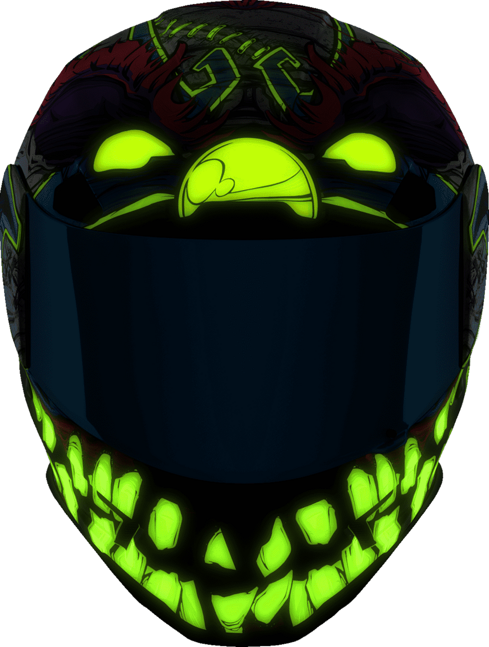 icon-airframe-pro-krazy-klown-2-full-face-motorcycle-helmet-front-night-view