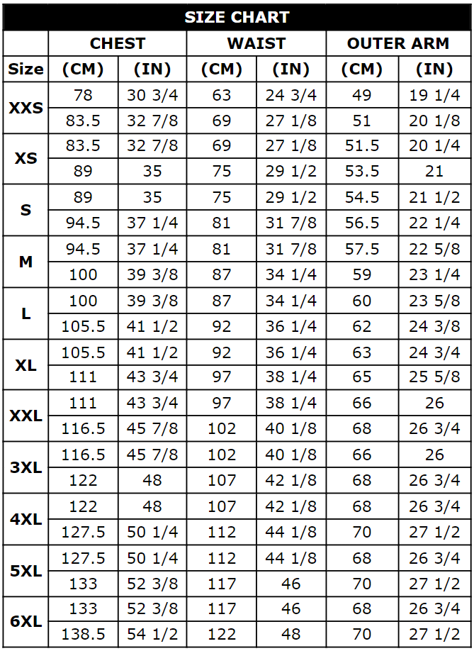 Alpinestars Luc V2 Air Jacket - size chart