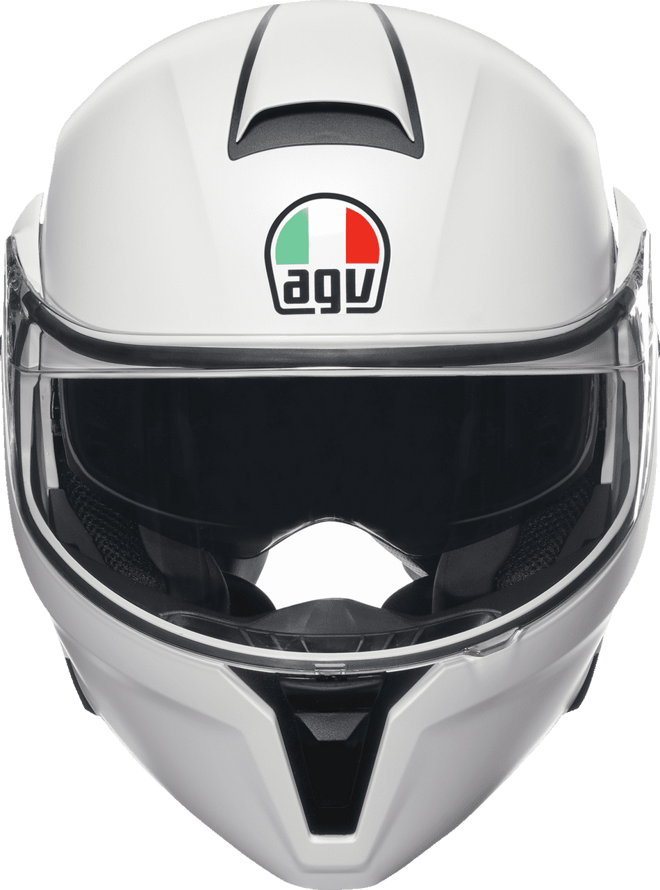 AGV-Solid-Street-Modular-Motorcycle-Helmet-Matte-White-front-view