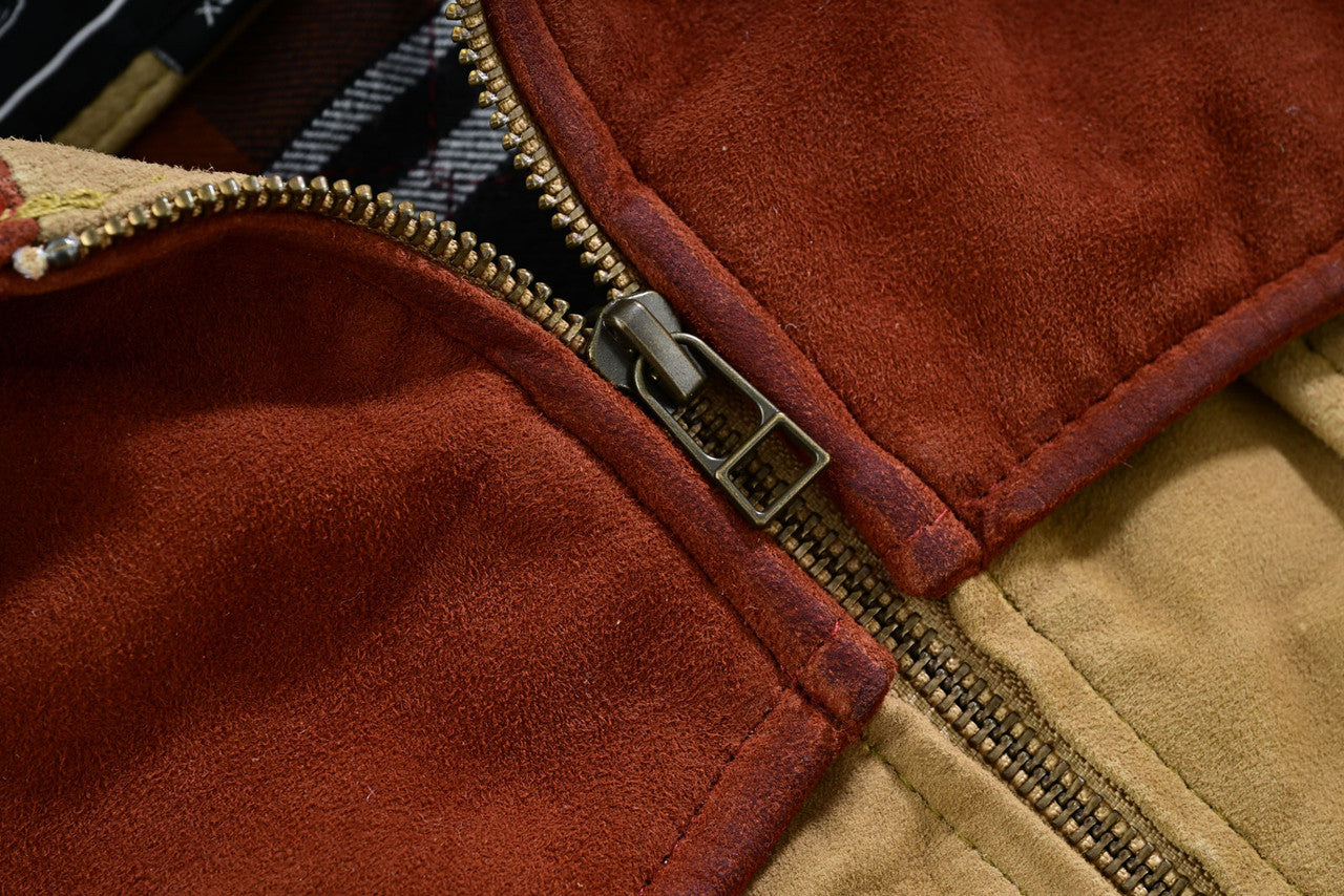 mens-western-goat-suede-trucker-two-tone-leather-jacket-closeup-2