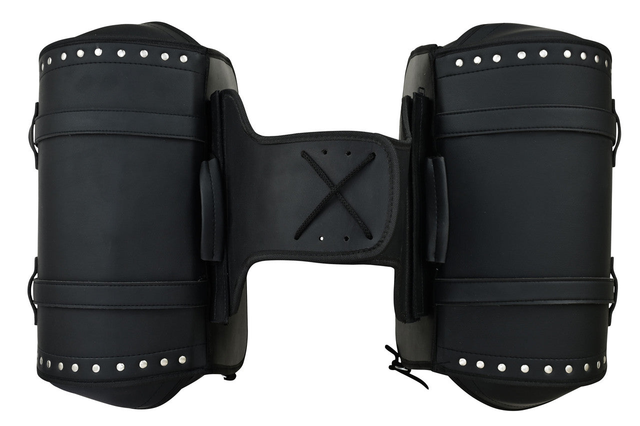 Vance Black Studded Motorcycle Saddlebags for Honda Yamaha Kawasaki Indian and Harley Davidson Motorcycles - top view