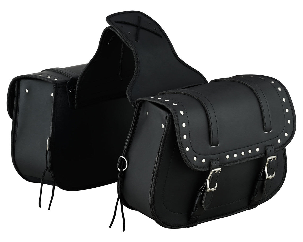 Vance Studded Motorcycle Saddlebags 30L Water-Resistant, Reinforced PVC - Main