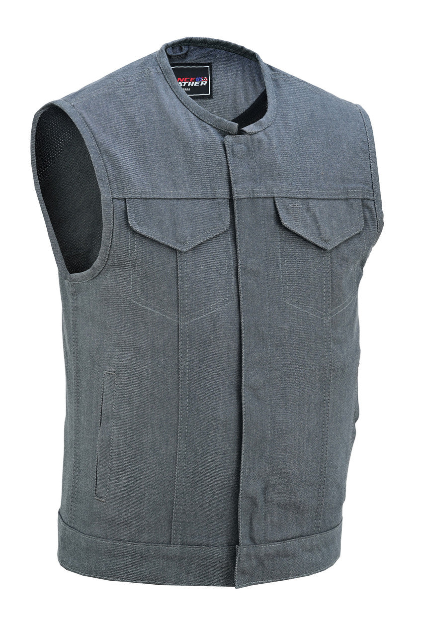 mens-grey-denim-collarless-club-vest-with-conceal-carry-pockets-main