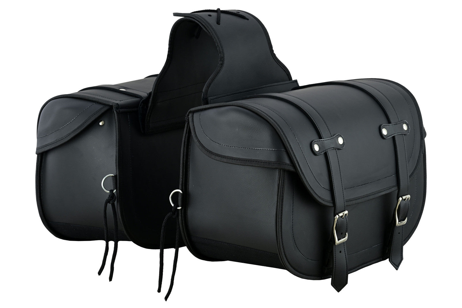 Vance Reinforced Black Plain Motorcycle Saddlebags 30L Water-Resistant Fits Honda, Yamaha, Kawasaki, Indian, and Harley-Davidson