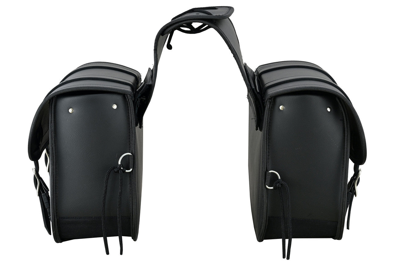 Vance Black Plain Motorcycle Saddlebags 30L Large Capacity - Side