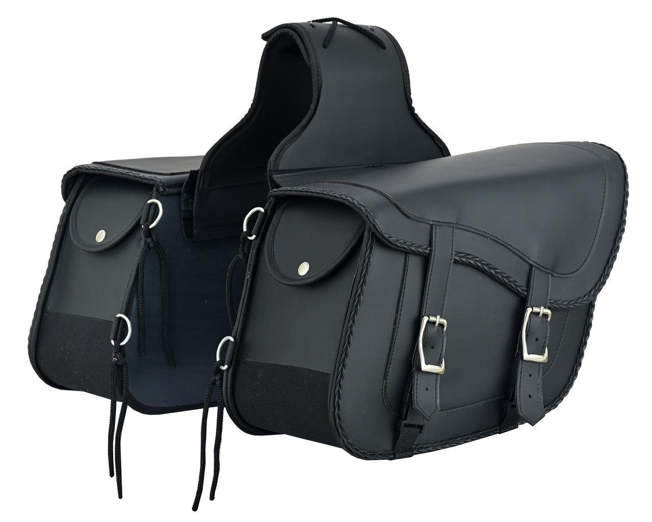 Vance Plain Motorcycle Saddlebags 18L Water-Resistant PVC Reinforced Fit for Honda, Yamaha, Kawasaki, Indian, Harley