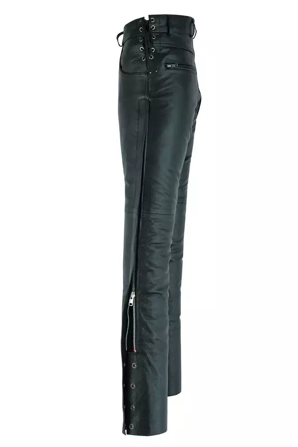 Mens-Black-Premium-Cowhide-Biker-Motorcycle-Leather-Overpants-side