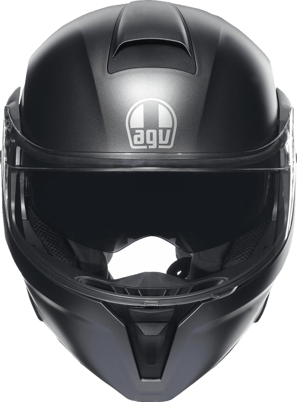 AGV-Solid-Street-Modular-Motorcycle-Helmet-Matte-Grey-front-view