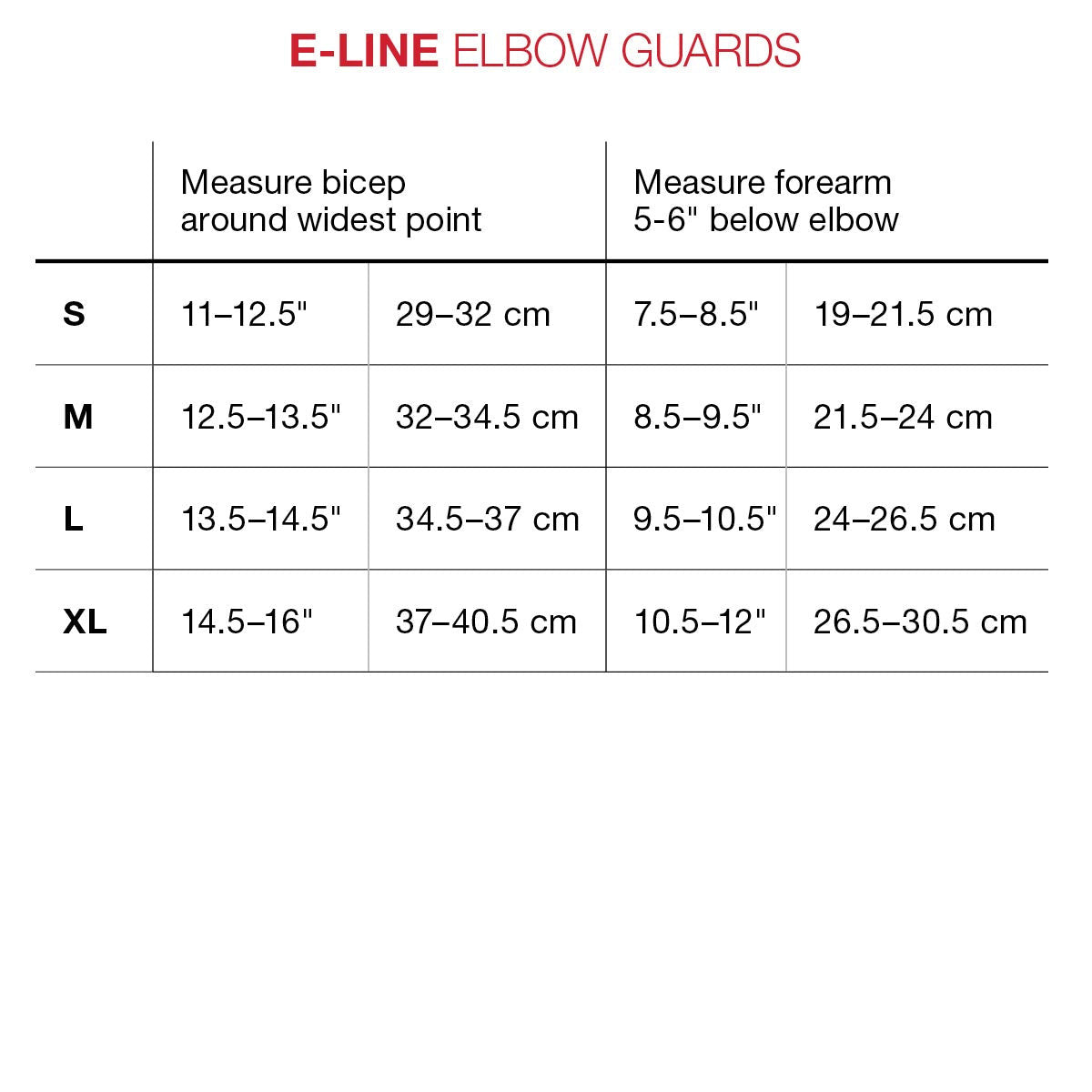 g-form-e-line-mountain-bike-elbow-guards-size-chart