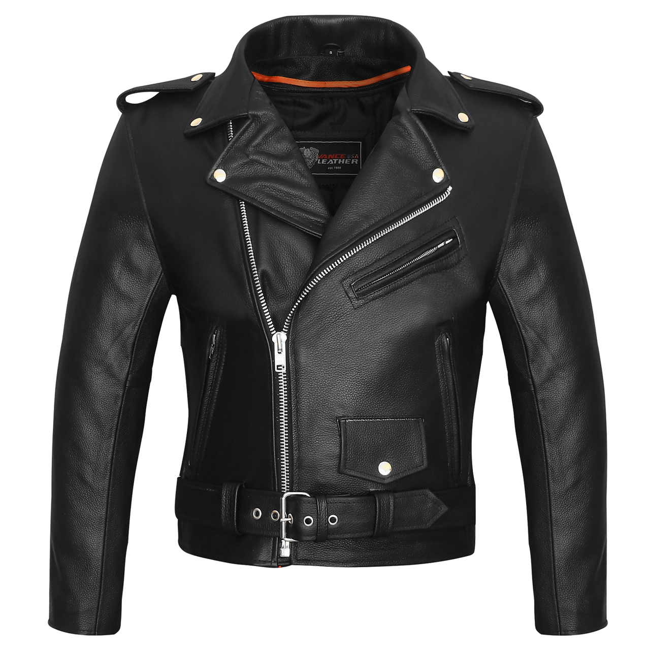 Vance VL516 Black Classic Motorcycle Leather Biker Jacket-Main